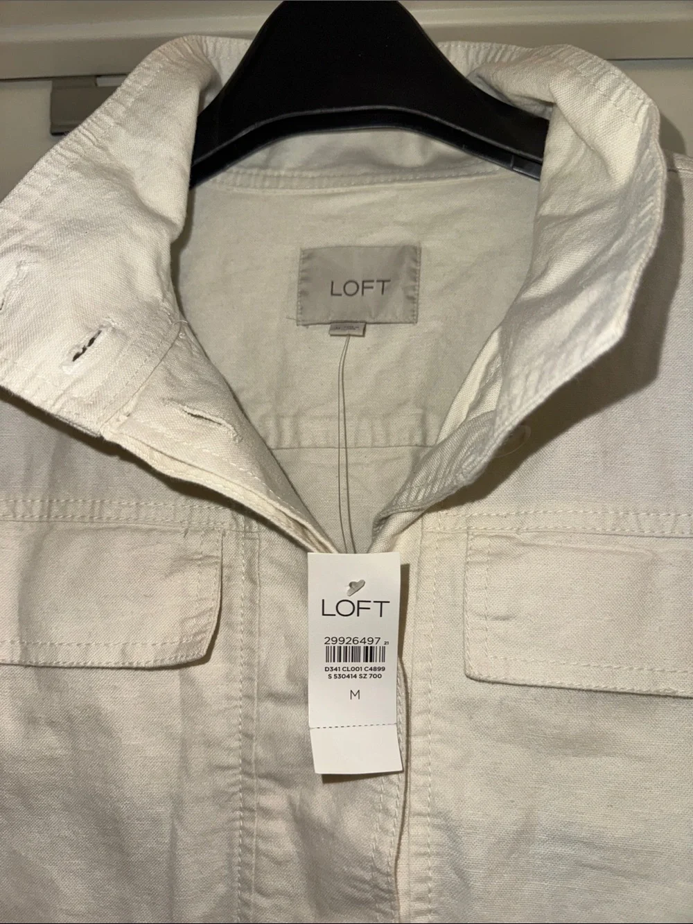NWT LOFT Canvas Utility Jacket in White size Medium